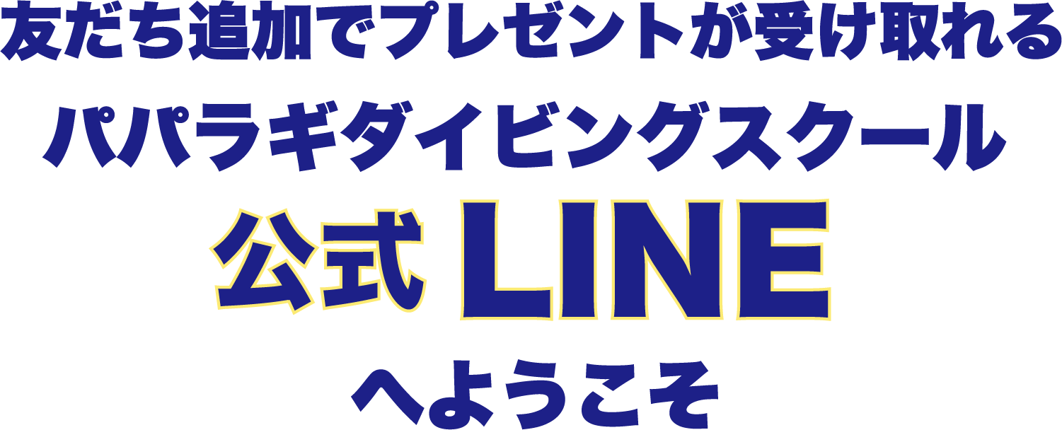 【友だち追加でプレゼントが受け取れる】パパラギダイビングスクール 公式LINEへようこそ