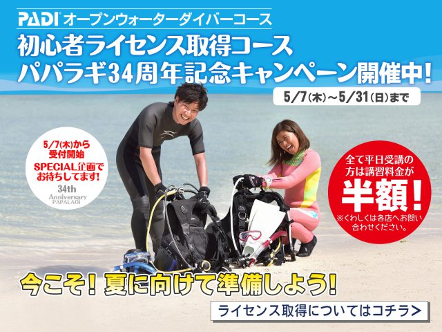 ダイバーデビュー応援キャンペーン開催中! ダイバーデビュー応援キャンペーン開催中!