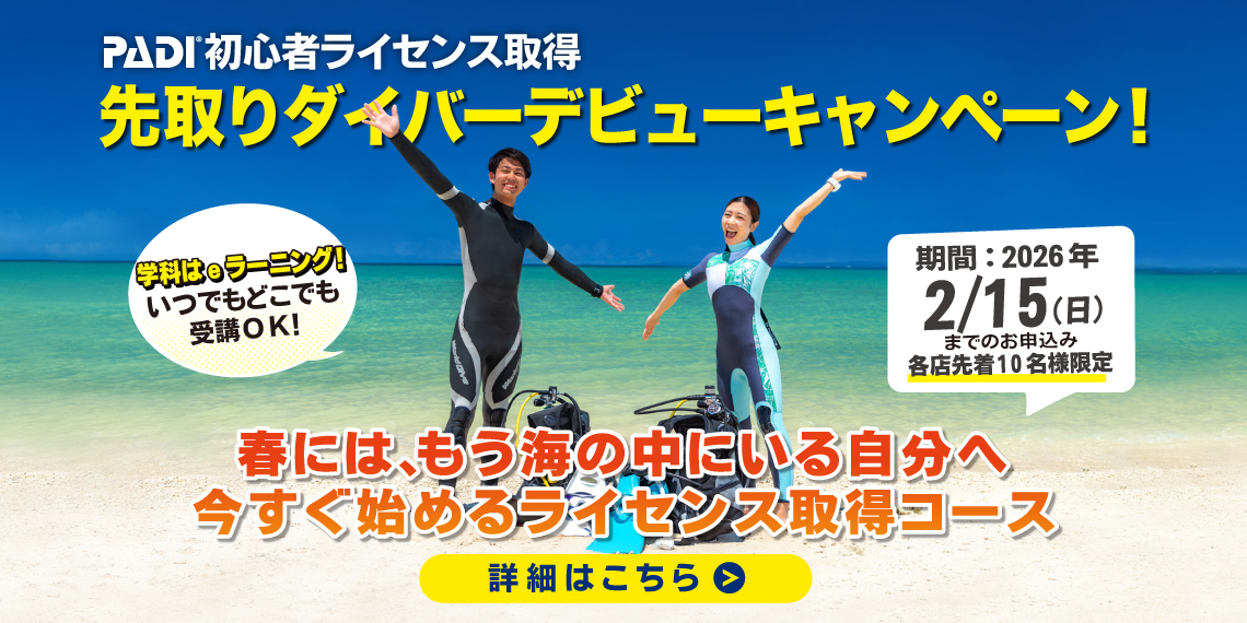 ダイバーデビュー応援キャンペーン開催中！