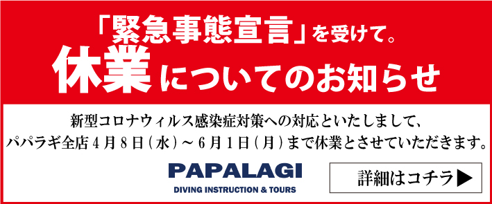 緊急事態宣言を受けて休業のお知らせ 緊急事態宣言を受けて休業のお知らせ