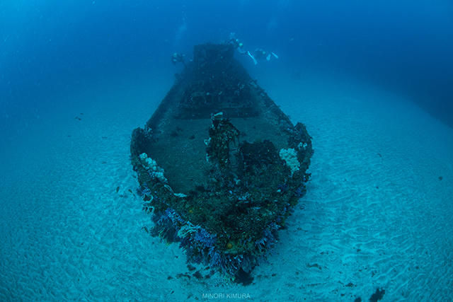 白砂に沈船 水深24m