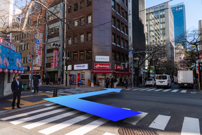 ひとつ目の信号・交差点でパパラギの看板が見えます。